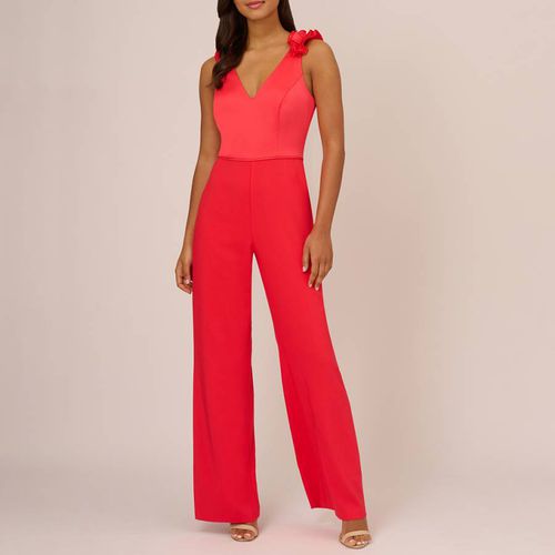 Red Satin Frill Jumpsuit - Adrianna Papell - Modalova