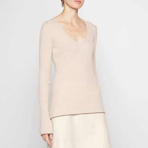 Beige Rione Scoop Neck Wool Top - By Malene Birger - Modalova