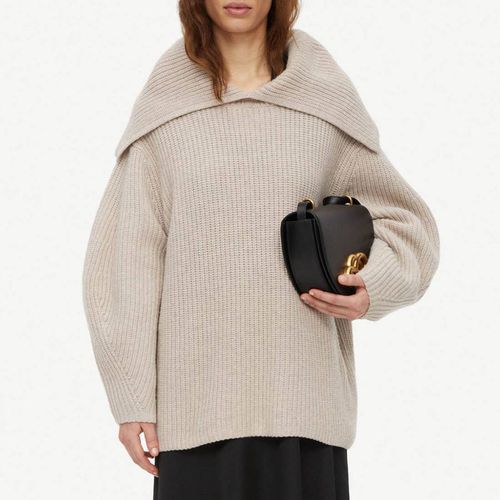 Grey Fevila Oversized Collar Wool Jumper - By Malene Birger - Modalova