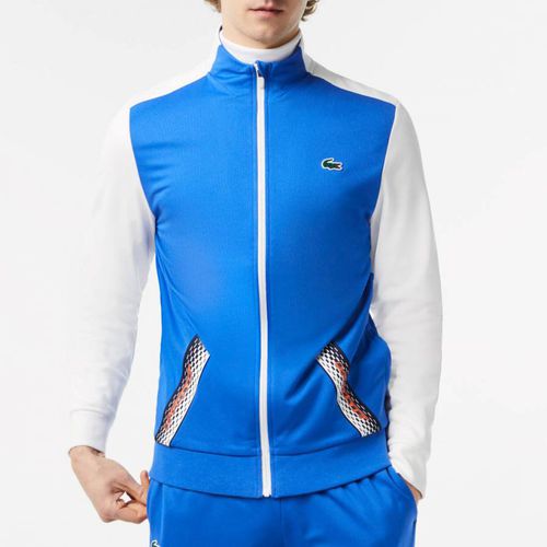 Blue/White Zip Branded Jacket - Lacoste - Modalova