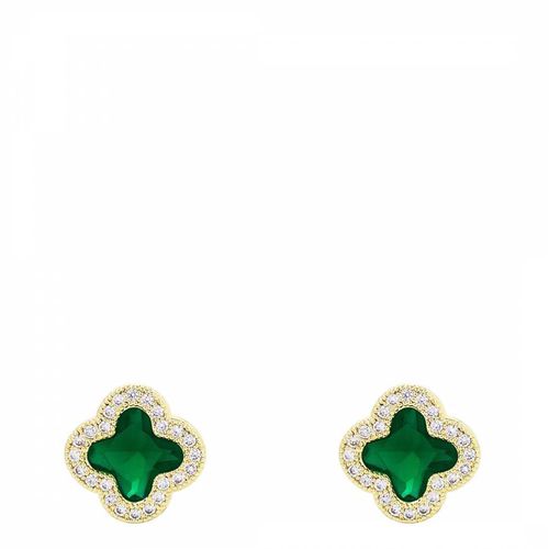 K Emerald Green Motif Stud Earrings - Liv Oliver - Modalova