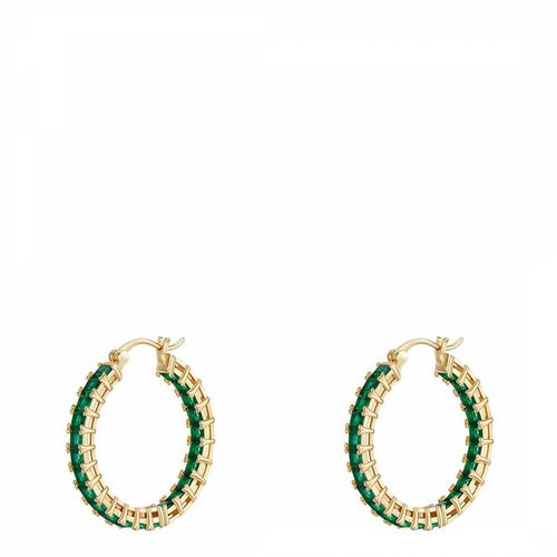 K Princess-Cut Emerald Green Hoop Earrings - Liv Oliver - Modalova