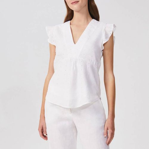 White Avia V-Neck Linen Top - Hobbs London - Modalova