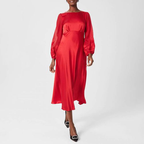 Red Lenora Silk Midi Silk Dress - Hobbs London - Modalova