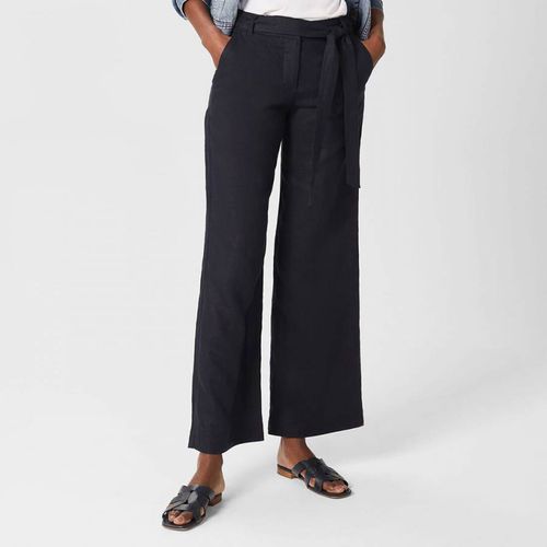 Navy Jacqui Wide Leg Linen Trousers - Hobbs London - Modalova