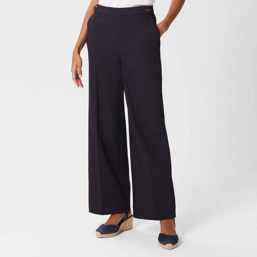 Navy Samina Wide Leg Trousers - Hobbs London - Modalova