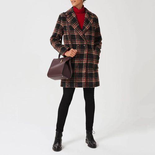 Black Carmina Check Wool Blend Coat - Hobbs London - Modalova