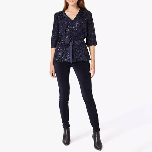 Navy Salma Sequin Top - Hobbs London - Modalova