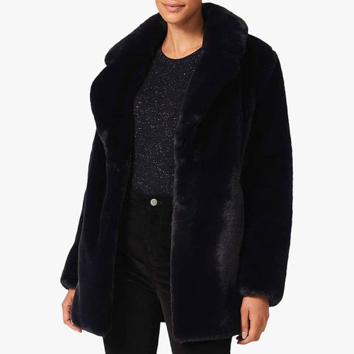 Navy Briony Faux Fur Coat - Hobbs London - Modalova