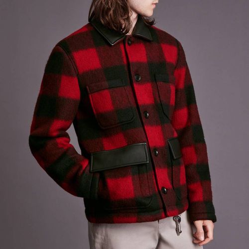 Black/Red Check Wool Blend Jacket - AllSaints - Modalova