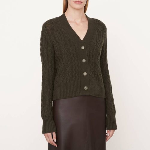 Wool Blend Triple Braided Cable Knit Cardigan - Vince - Modalova