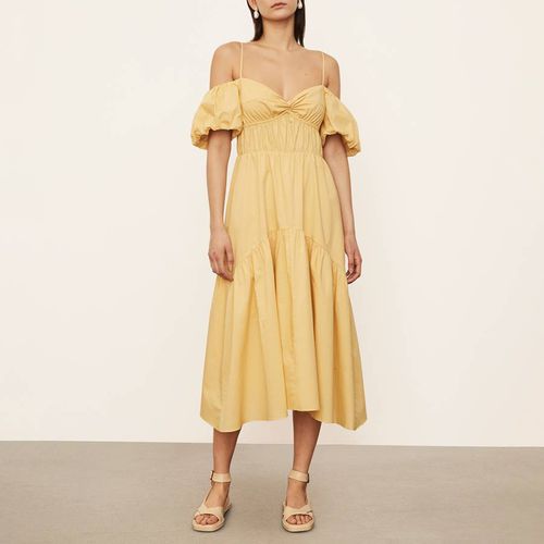 Yellow Draped Cotton Midi Dress - Vince - Modalova