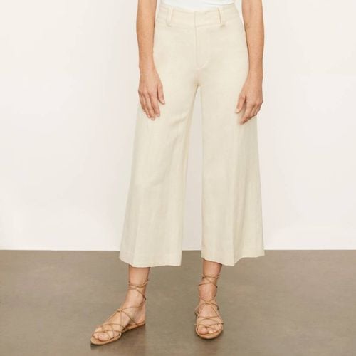 Cream Cropped Linen Blend Cullottes - Vince - Modalova