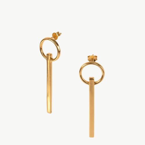 Gold Single Linear Drop Earrings - Augusta & George - Modalova