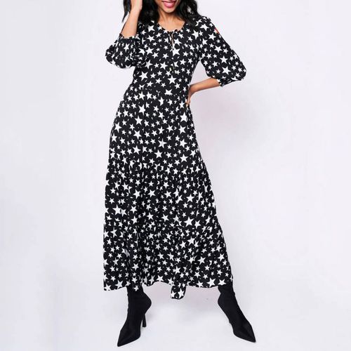 Black/White Star Print Midi Dress - Scamp & Dude - Modalova
