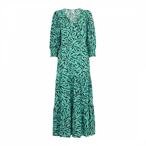 Green Zebra Print Blouson Sleeve Midi Dress - Scamp & Dude - Modalova
