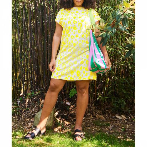 Yellow/Pink Leopard Print Cotton T-Shirt Dress - Scamp & Dude - Modalova