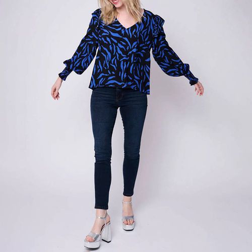 Black/Blue Zebra Print Blouse - Scamp & Dude - Modalova