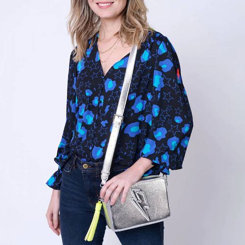 Black/Blue Leopard Print Blouse - Scamp & Dude - Modalova