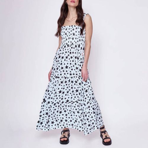 White/Black Star Print Strappy Midi Dress - Scamp & Dude - Modalova