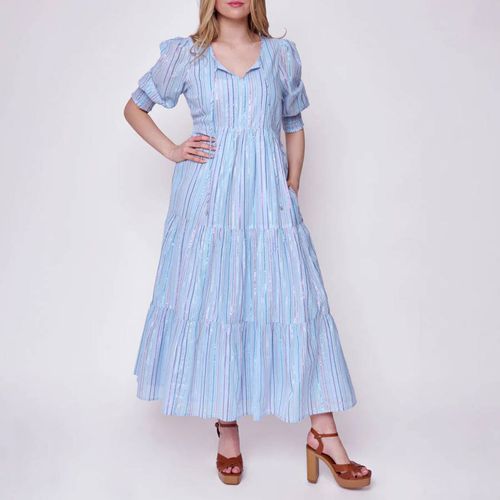 Blue Tiered Cotton Blend Midi Dress - Scamp & Dude - Modalova