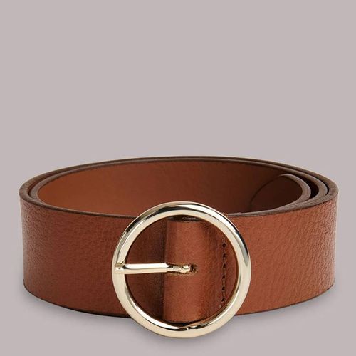Tan Circle Leather Buckle Belt - WHISTLES - Modalova