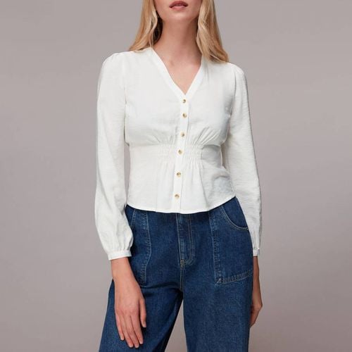 White Ariel Shirred Detail Blouse - WHISTLES - Modalova