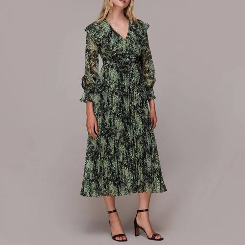 Green Printed Pleated Midi Dress - WHISTLES - Modalova