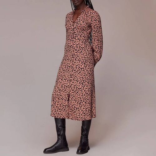 Pink Fuzzy Leopard Midi Dress - WHISTLES - Modalova