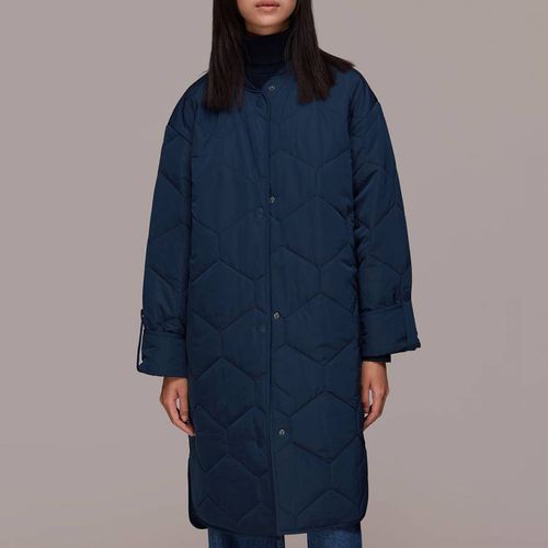 Navy Longline Quilted Coat - WHISTLES - Modalova