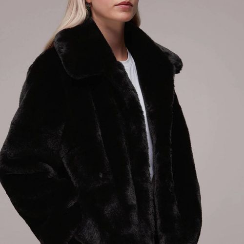Black Drew Faux Fur Coat - WHISTLES - Modalova