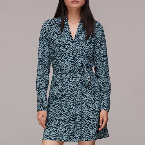 Blue Contrast Leopard Belted Dress - WHISTLES - Modalova