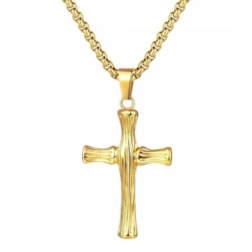 K Gold Bamboo Cross Necklace - Stephen Oliver - Modalova