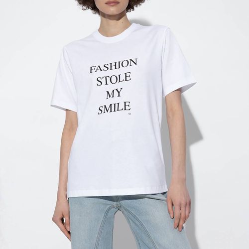 White Cotton Slogan T-Shirt - Victoria Beckham - Modalova