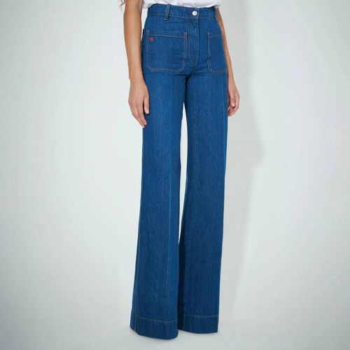 Dark Wash Alina Wide Leg Jeans - Victoria Beckham - Modalova