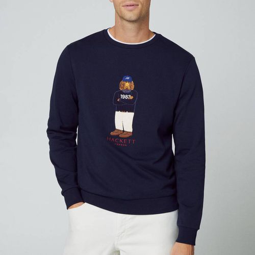 Navy Graphic Crew Neck Logo Sweatshirt - Hackett London - Modalova