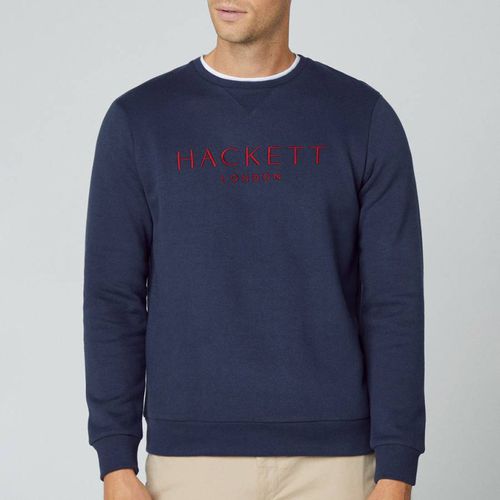 Navy Branded Cotton Blend Sweatshirt - Hackett London - Modalova