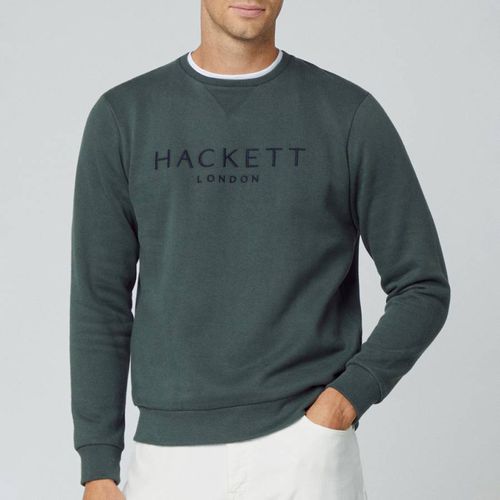 Khaki Branded Cotton Blend Sweatshirt - Hackett London - Modalova