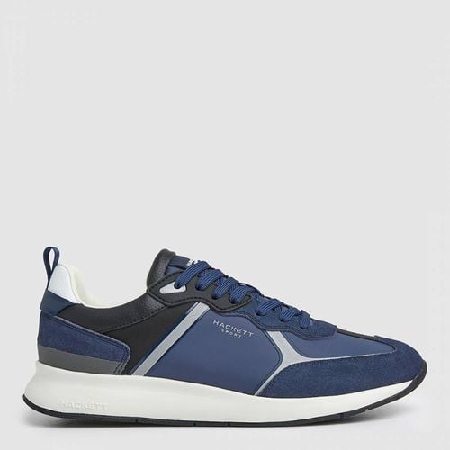 Navy Leather Blend Branded Trainers - Hackett London - Modalova