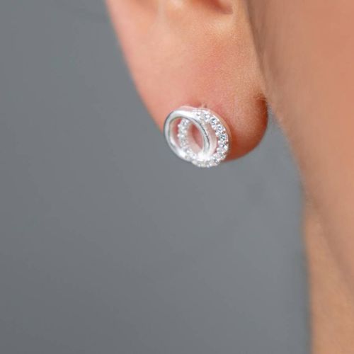 Silver Infinity Pendant Earrings - Elika - Modalova