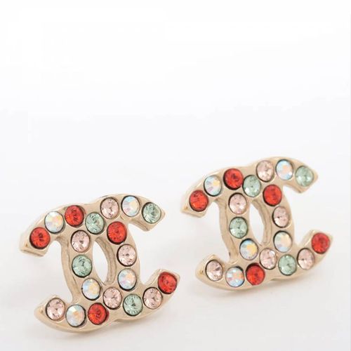 Coco Mark Rhinestone Embellished Earrings - Pre-Loved Chanel - Modalova