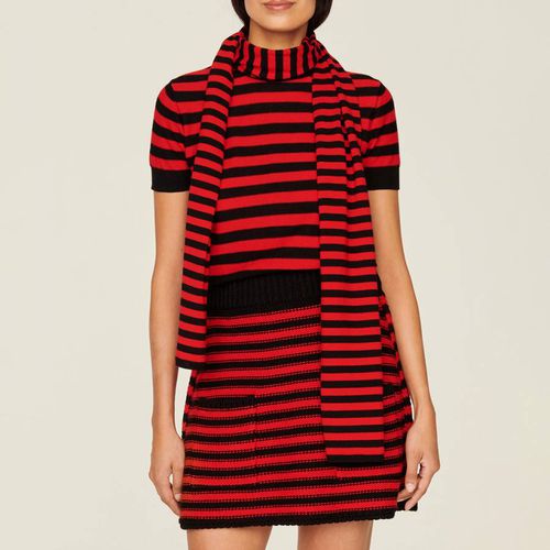 Black/Red Striped Wool Scarf - Sonia Rykiel - Modalova