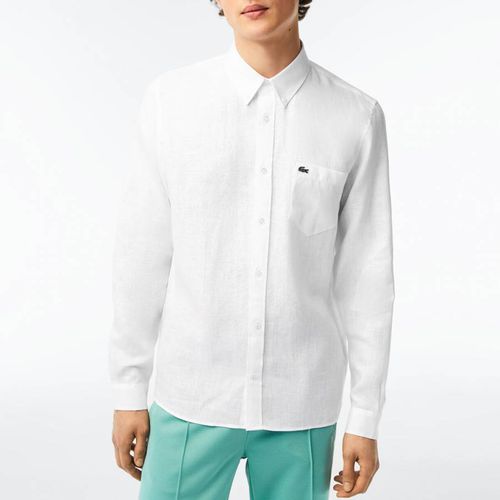 White Long Sleeve Linen Shirt - Lacoste - Modalova