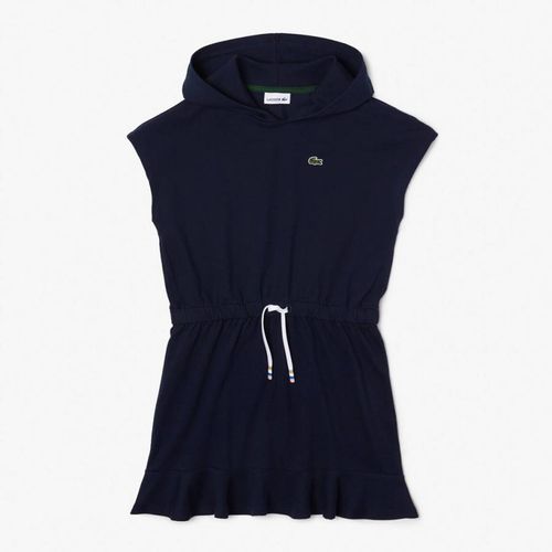 Teen Girl's Navy Hooded Sleeveless Cotton Dress - Lacoste - Modalova