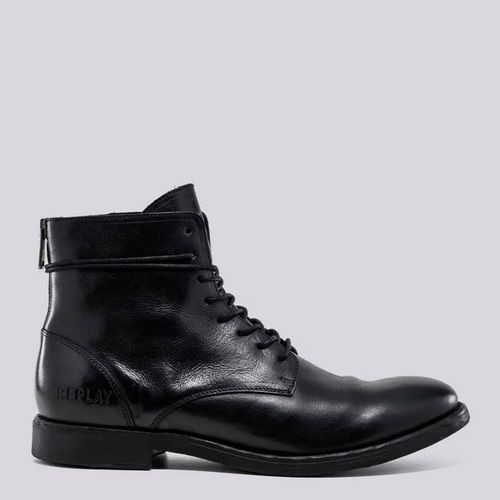 Black Lace Up Leather Boots - Replay - Modalova