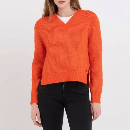 Orange V-Neck Knit Jumper - Replay - Modalova