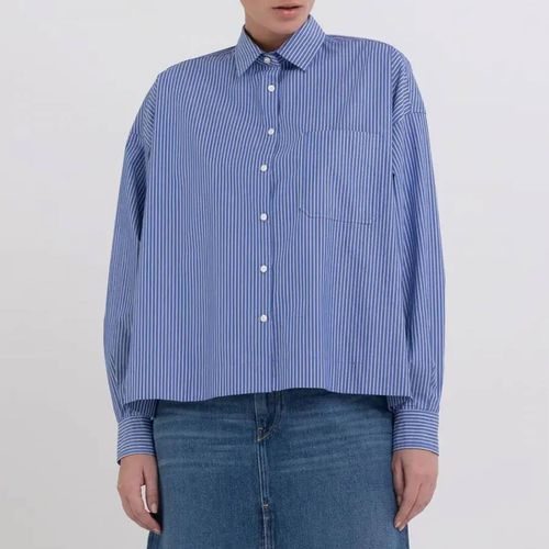 Blue Stripe Cotton Shirt - Replay - Modalova