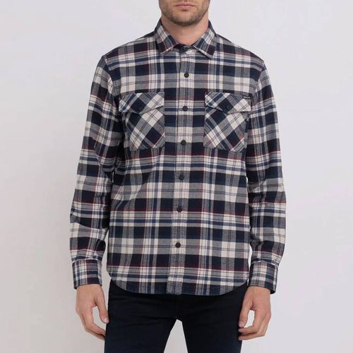 Navy Twin Pocket Check Shirt - Replay - Modalova