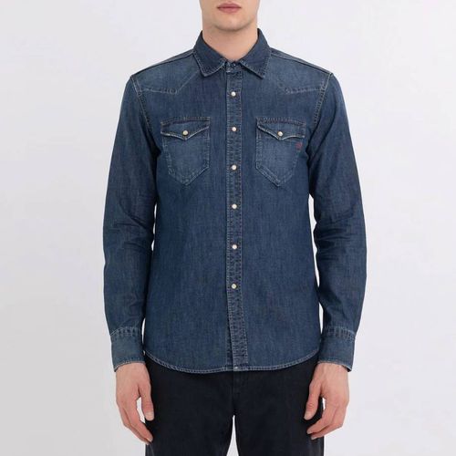 Dark Blue Twin Pocket Denim Shirt - Replay - Modalova