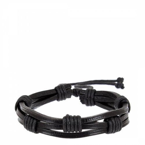 Black Leather Adjustable Bracelet - Stephen Oliver - Modalova